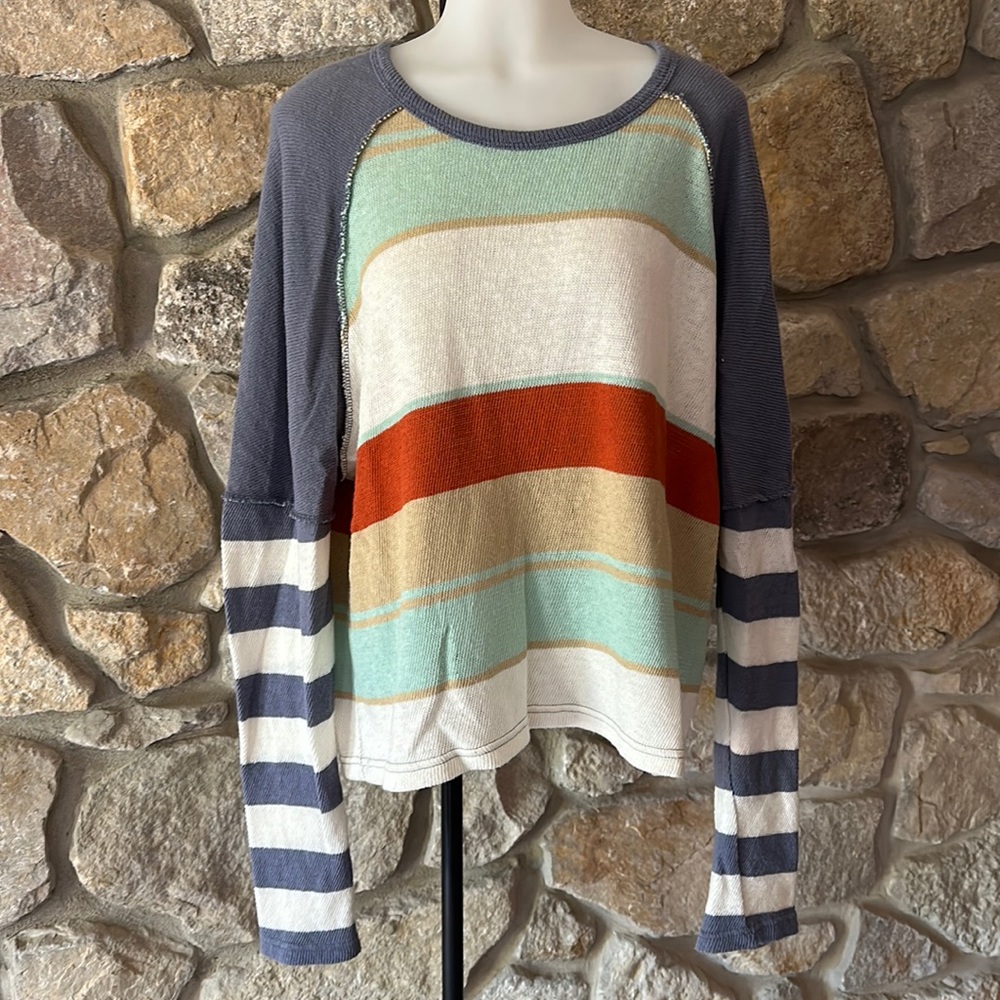 Free people, light knit striped sweater